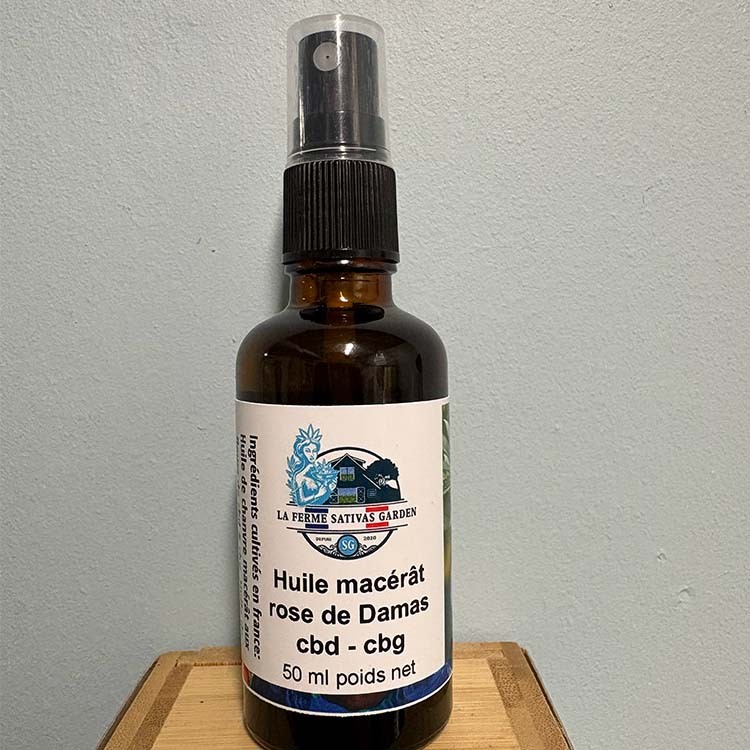 Huile Macérât à la rose de Damas CBD 50ml